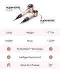 Supersonic Travel Hair Dryer With Universal Voltage For On The Go Styling Ultra Lightweight And Compact Design details