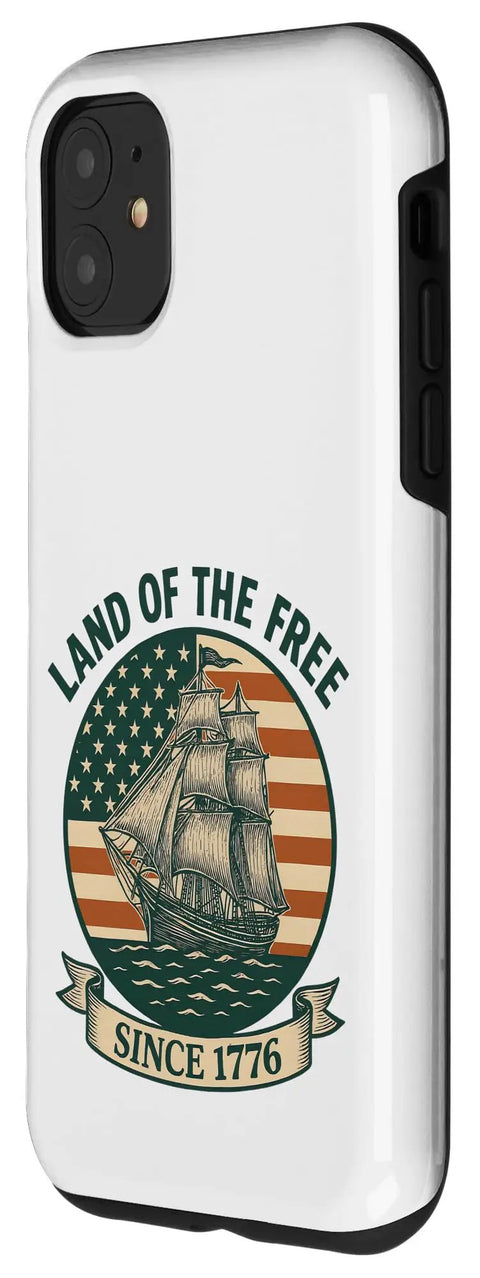 Patriotic US Flag Retro Sailboat iPhone 11 Case With 4th Of July Vibe Land Of The Free Since 1776 Pride Durable Protective Cover
