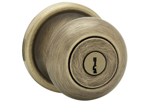 Juno Entry Door Knob With Lock And Key Secure Keyed Handle For Exterior Doors Front Entrance Or Bedroom Antique Brass Finish