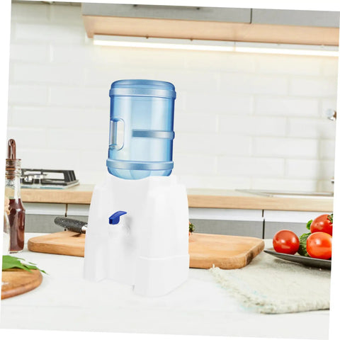 Tabletop Water Dispenser Cooler For Home Office And Outdoor Use on kitchen countertop with bottled water