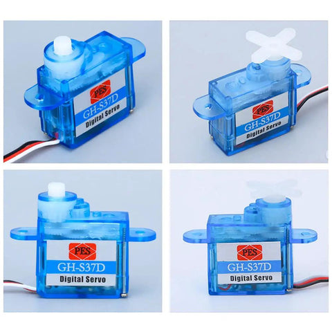 Two Pack Micro Digital Servo GH-S37D 3.7g Coreless RC Servo For RC Airplanes Cars Boats Ultra Lightweight 3.6-4.8V, Blue