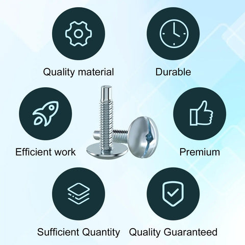 Load Center Panel Cover Replacement Screws Top Shelf Zinc Coated Steel Heavy Duty Fix For Square D S106 Siemens ECTS2 Schneider QO Homeline Murray Breaker Box displayed with icons highlighting quality and durability.