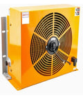 Plate Fin Heat Exchanger Fan For Hydraulic Press Machine 150 L Per Minute Air Cooled Oil Radiator Cooler Rapid Temperature Drop Yellow 24 Volt