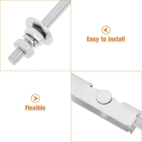 Heavy Duty Toggle Anchors Drywall Fastening Kit With Metal Locking Nuts And Washers 12 Piece Set showing close-up details