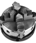 Top Shelf 4 Jaw Reversible Self Centering Lathe Chuck With M14 Thread Mount And 50mm Jaw Capacity showing detailed jaws design.