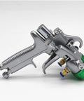 Heavy Duty Double Head Pressure Feed Paint Sprayer Featuring Slick Nano Chrome Nozzles And Killer Smooth Coverage For Badass Industrial Coating And Top Shelf Pneumatic Painting Work With 1000ML Pot Capacity And 13 MM Tips For Flawless Results, showing steel build and dual head design.