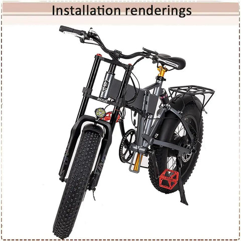 Dope 20 Inch Fat Tire E Bike Front Fork With Air Suspension 180mm Travel on e-bike, angled front view