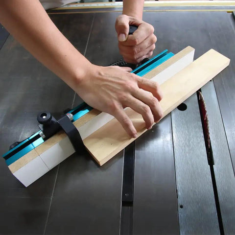 Using Table Saw Miter Gauge Extension Fence System With Aluminum Miter Extension Fence Telescoping Fence And Flip Stop for precise cut