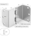 Diagram of 3 Pack Offset Door Hinges Brushed Nickel 3.5 Inch 5/8 Inch Radius Swing Clear For Exterior And Interior Doors