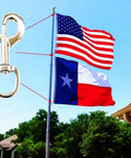 Built Like A Tank Heavy Duty Swivel Snap Hooks 4 Pack 3.5 Inch Nickel Plated Eye Bolt Clips for flagpoles with two flags.