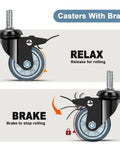 Heavy Duty Swivel Caster Wheels Set Of 4 With Dual Locking Brakes And 2 Inch Industrial Casters showing lock mechanism and release features.