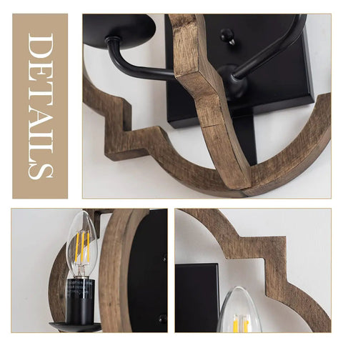 Wood Wall Sconces Dope Farmhouse Industrial Lighting With Geometric Design Black Wall Mount Two Pack For Bedroom Hallway Entryway And Passway Rustic Modern Glow Dope Accent Lighting