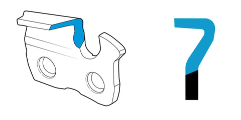 Illustration of ControlCut Heavy Duty Replacement Chainsaw Chain link components with focus on cutting edges.