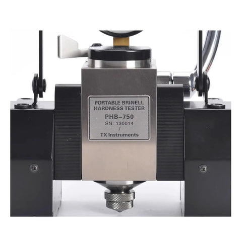 Straight Up Precision Digital Hardness Tester Portable Magnetic Hydraulic Brinell Durometer Meter close-up showing measurement head and display.