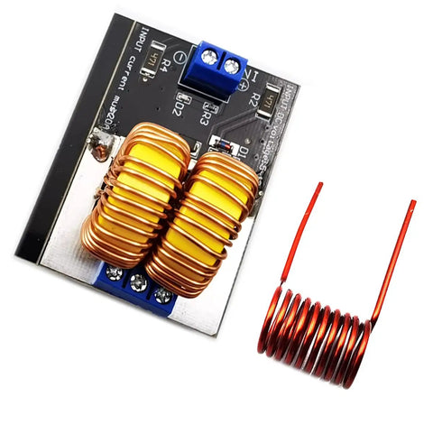 Two Pack Mini Low Voltage ZVS Induction Heater Kit For DIY Metal Heating Projects with circuit board and copper inductor coil