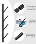 Heavy Duty Carbon Steel 4 Layer Skateboard Wall Mount Rack Snowboard Ski Display Holder showing pin-type design and support rods.