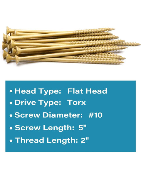 Heavy Duty Built To Last 5 Inch No 10 Exterior Wood Deck Screws Epoxy Coated For Pressure Treated Lumber And Timber Framing