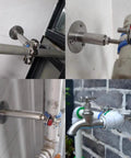 2 Pack Stainless Steel Pipe Clamp Supports With Adjustable Wall Or Ceiling Mounts For 45 To 48 mm OD Pipes installed view