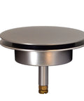 Satin nickel pop up drain stopper with brass attachment for Dead Simple 27 Inch Cable Drive Bath Drain Trim Kit.