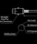 Top Shelf 9 Inch 230mm Recliner Motor Lift Chair Actuator Kit DC29V wiring diagram for five pin male connector setup.