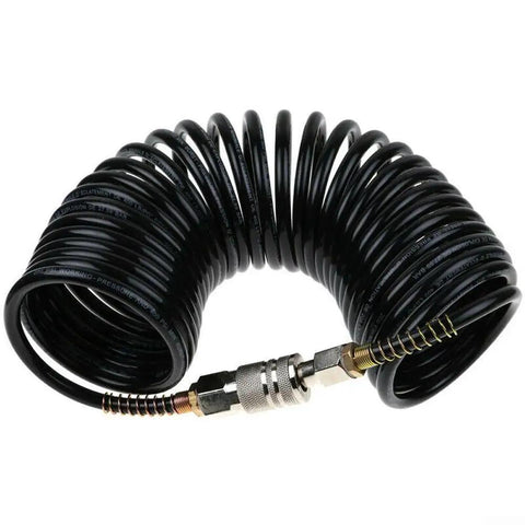 Badass Polyethylene Pneumatic Air Hose With Quick Coupler 25 Foot quarter inch NPT American Connector coiled black air hose.