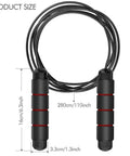 Adjustable Jump Rope With No Tangle Fast Ball Bearings for Men Women and Kids, 110-inch steel wire with PVC coating, black handles