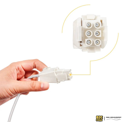 Three In One Tri Sensor Assembly With Attached Cable For AutoPilot Pool Pilot Salt Chlorinator Systems Keeps Salt Level Water Flow And Temperature In Check For Smooth Chlorination And Peak Efficiency close-up held by hand