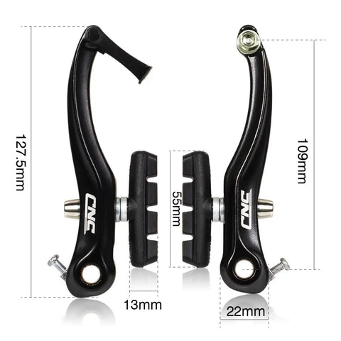 Dope Front And Rear V Brake Set For Mountain Bikes With Cantilever Design Black 55 Millimeter Long Pads All Aluminum Forged Construction