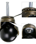 1.5 Inch Ball Caster Stem Wheel With Sockets, Vintage Antique Swivel Caster For Furniture Like Coffee Tables And Cabinets, Durable PP And Steel Construction With Antique Gold Finish, Quiet Rolling Wheels