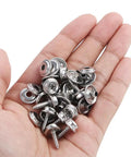 Badass Quality 30 Piece Canvas Snap Fastener Kit With Hella Durable Five Eighth Inches Stainless Steel Parts in hand.