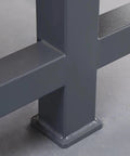 Close-up of Heavy Duty Steel Top Workbench Beefed Up Industrial Fitter Bench base support with solid steel leg.