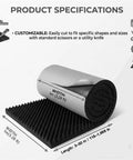 Heavy Duty Soundproof Wedge Foam Wall Panels For Home Studio Acoustic Treatments Peel And Stick Noise Reduction Insulation Roll shown with specifications.