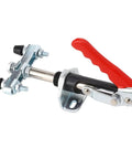 Beefy Heavy Duty Push Pull Toggle Clamp With 992.1 Lb Clamping Force, Quick Release Elbow Joint Clamp For Metalworking And Woodworking, Perfect For Assembly, Welding, Repairs, And Machinery Maintenance, red handle side view