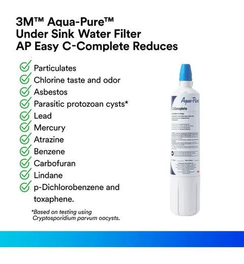 Under Sink Water Filter Replacement For Easy Complete System C Complete, No Hassle NSF Certified Reduces Chlorine Taste And Odor, Sediment, Asbestos, Cyst, Lead, Mercury, And Select VOCs, 750 Gallons