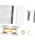 Heavy Duty Sliding Rollers parts for barn doors, including galvanized steel pulleys and screws, for smooth daily use.