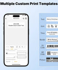 Portable Bluetooth Thermal Label Printer With Included Tape Inkless Sticker Maker For Home Organization And Small Business customizable print template on smartphone.