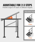 Heavy Duty Aluminum Outdoor Stair Handrail Rock Solid Deck Railing Adjustable Angles supports two to three steps with flexible installation.