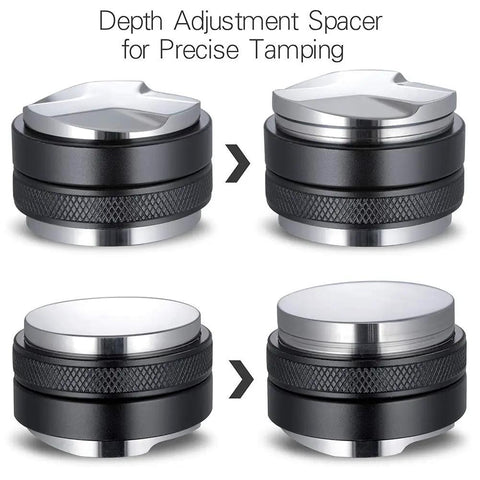 51mm Espresso Tamper And Distributor Dual Head Coffee Leveler For Delonghi 51mm Portafilter Adjustable Depth Pro Grade