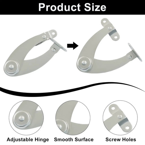2 Pack Heavy Duty Lid Support Hinges 180 Degree Adjustable for Cabinets, Furniture and Gates in Stainless Steel Silver