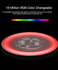 12 Inch Smart Alexa Ceiling Light With Remote Control lit RGB color changing black flush mount, glowing red on dark background.