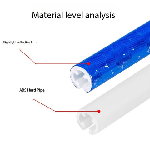 Close-up of blue reflective film on ABS hard pipe for 36 Pcs Cycling Reflectors In Red Yellow And Blue For Your Night Rides.