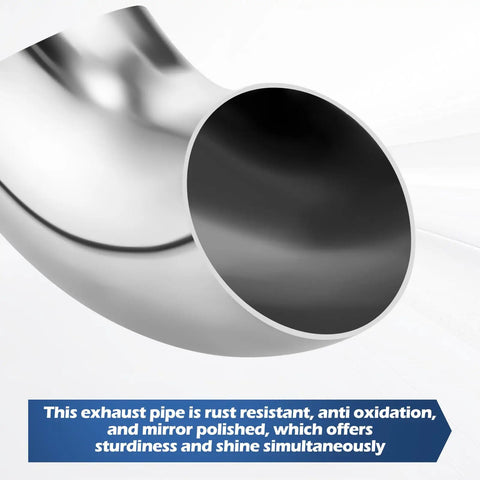 Close-up of 90 Degree Mandrel Bend Elbow Stainless Steel SS304 Pipe Elbow 16 Gauge 0.065 Inch Thick, mirror polished surface