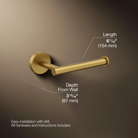 Elate Toilet Paper Roll Holder Brushed Moderne Brass Minimalist Yet Premium Metal Build Corrosion Resistant And Built To Last