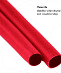 Close-up of Heavy Wall Heat Shrink Cable Sleeves Red Industrial Grade Waterproof Wire Protection Covers For Direct Burial And Submersible Splices.