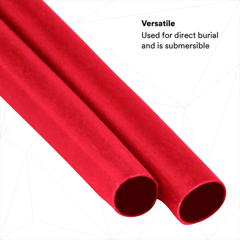 Close-up of Heavy Wall Heat Shrink Cable Sleeves Red Industrial Grade Waterproof Wire Protection Covers For Direct Burial And Submersible Splices.