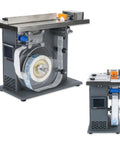 Hella Sturdy Semi Automatic Corner Labeler 90 Degree Box Applicator with dual roll setup and touchscreen control.