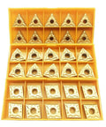 Indexable Carbide Inserts Kit For CNC Lathe Turning 30 Piece Set CNMG 431 WNMG 431 TNMG 331 PVD Coated Gold Finish