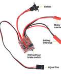 Mini RC 20A Brushed ESC For Boats And Cars, 2KHz Forward Reverse Brake Speed Controller with labeled connections