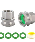 Heavy Duty 304 Stainless Steel Female to Female Garden Hose Adapter 3/4 GHT to 1/2 NPT Fitting Quick Swivel Connector Double Hose Fitting Green Thumb Style Leak Free Easy Install, 2-pack with O-rings
