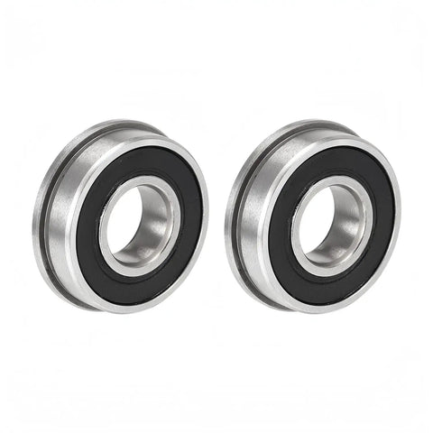 Ten Pack Flanged Bearings One Half Inch Bore And One And One Eighth Inch Outer Diameter For Wheel Hubs Beefed Up Heavy Duty Replacement For Wheelbarrows Garden Carts And Hand Trucks With Secure Flange And Smooth Rolling, pair of steel flanged bearings